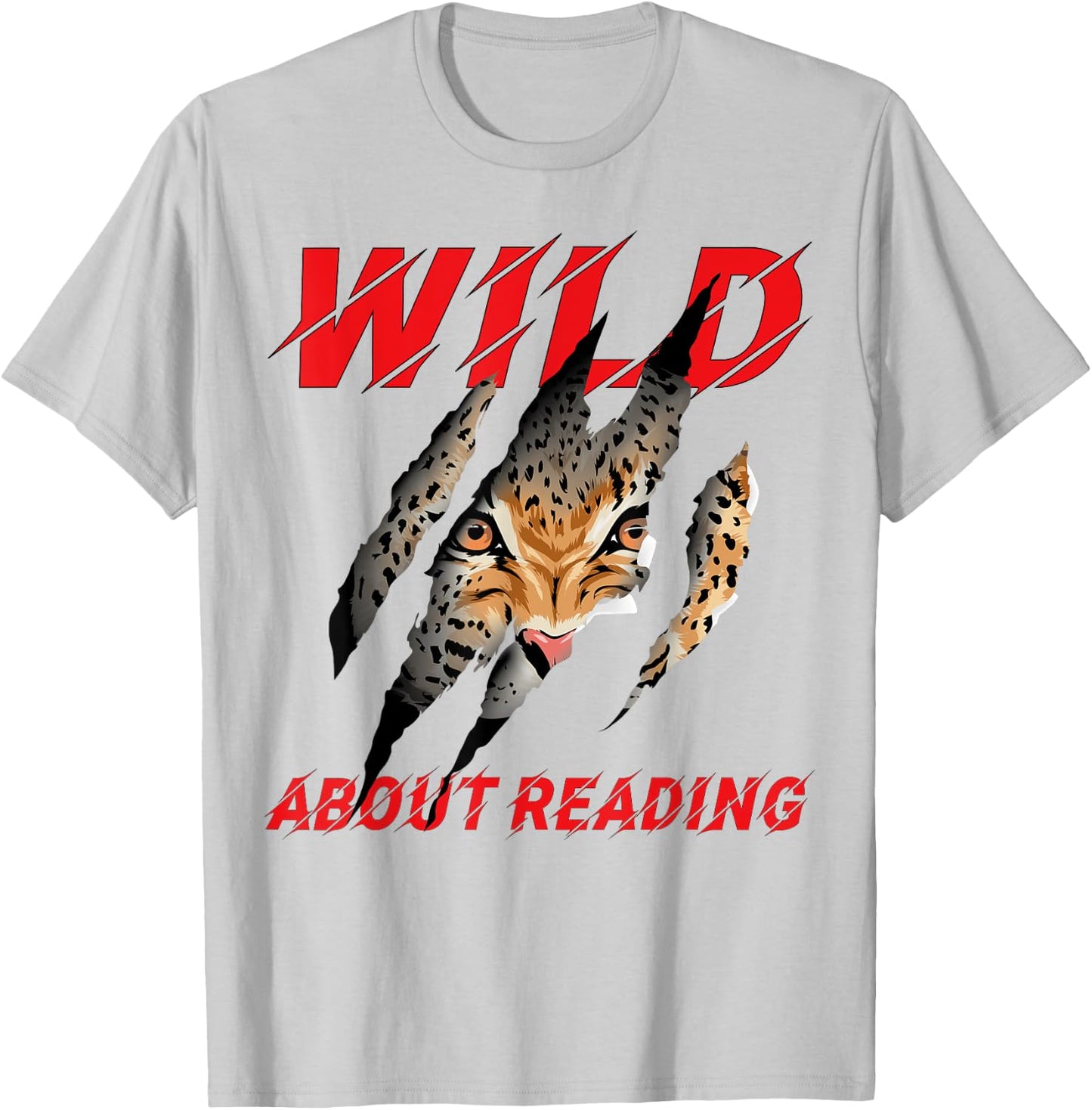 Wild About Reading Leopard Claw I Love Reading Book Lover T-Shirt - T-Shirt | Ash