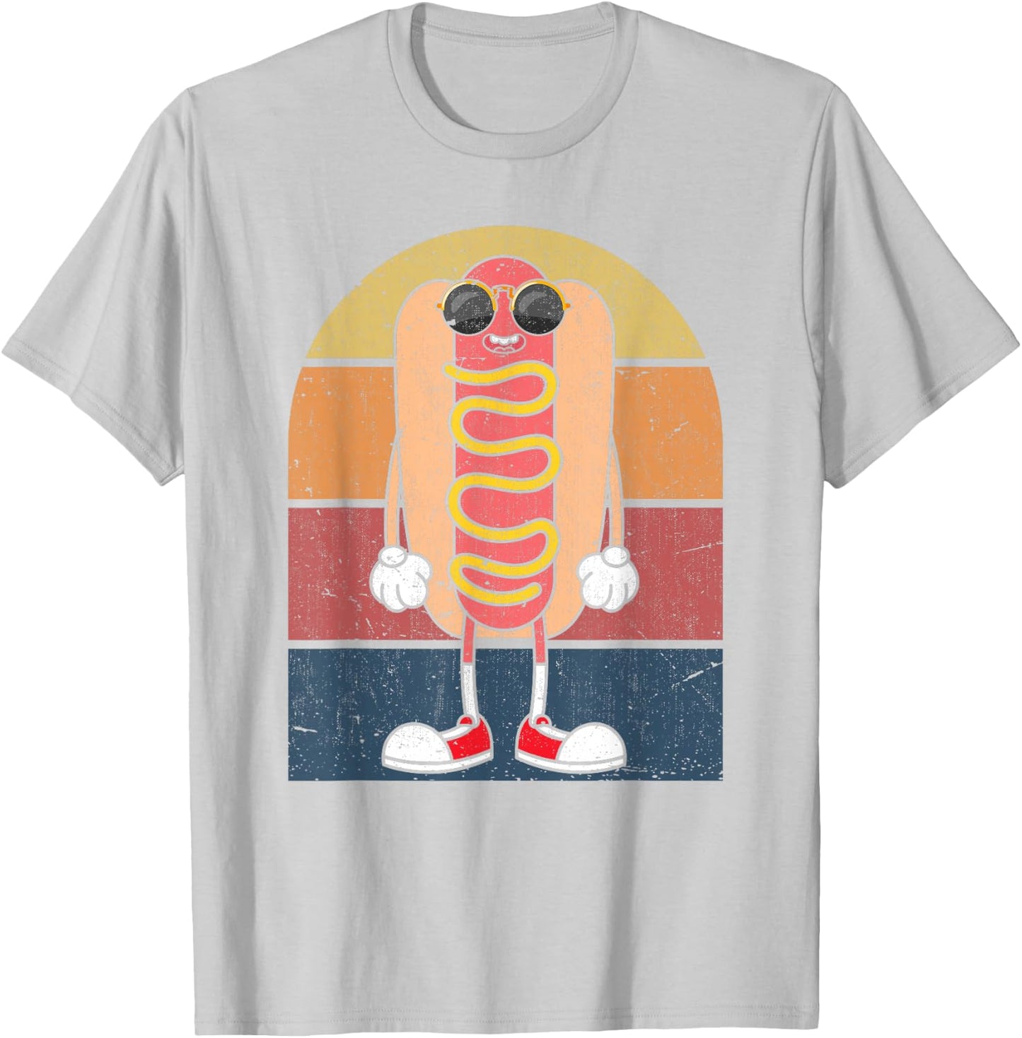 Cool Hot Dog Fast Food Sunglasses Weiner Foodie Retro Hotdog T-Shirt - T-Shirt | Ash