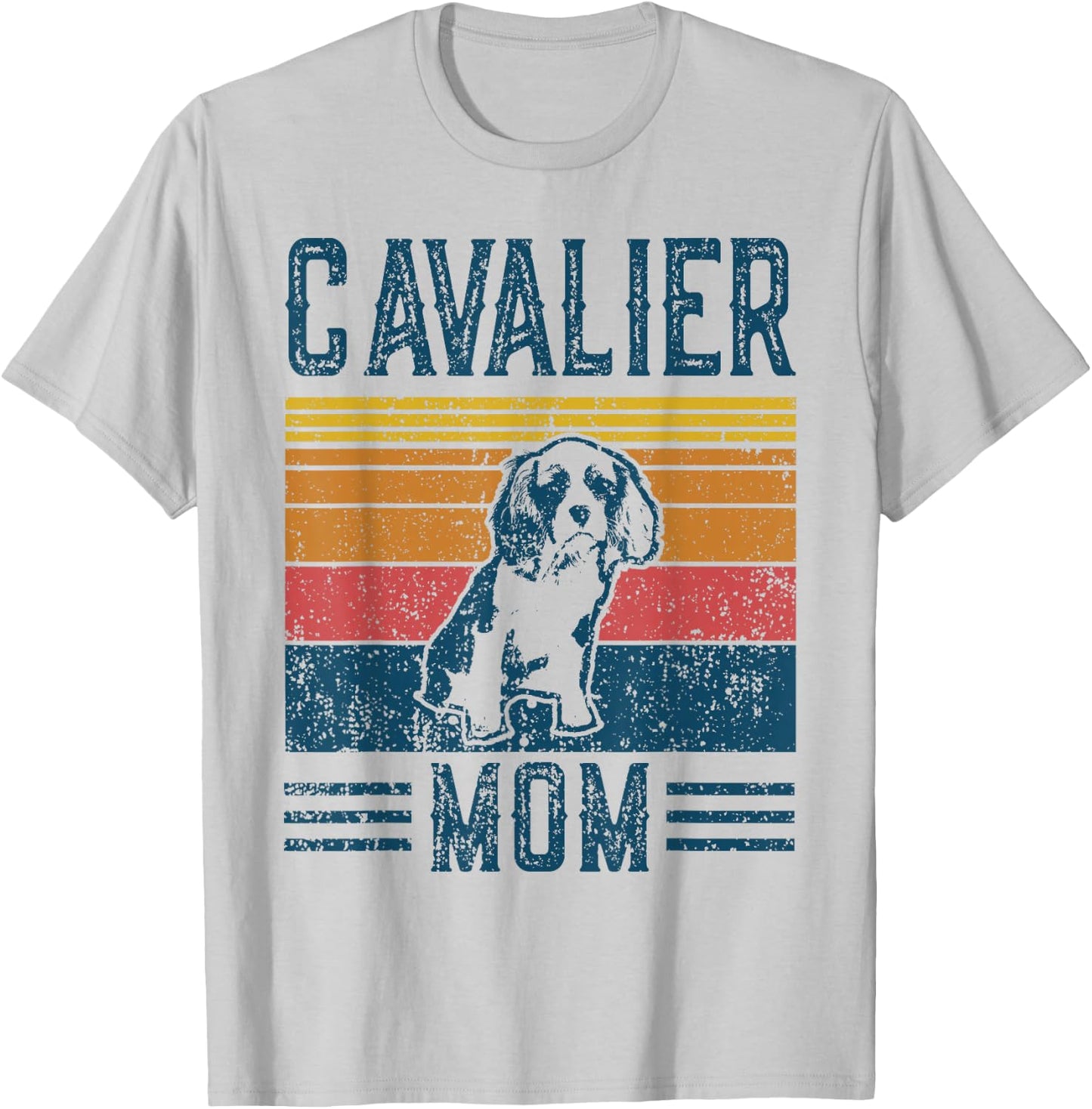 Dog Cavalier Mom - Vintage Cavalier Mom Small T-Shirt - T-Shirt | Ash