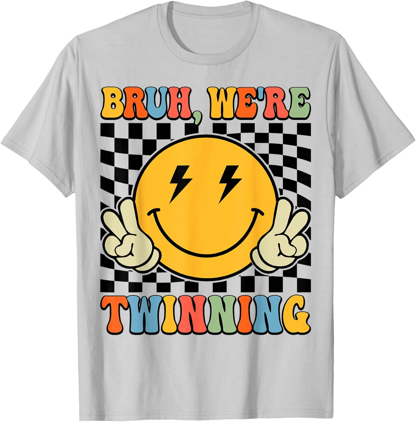 Bruh We're Twinning Retro Twin Day Spirit Week Boys Kids T-Shirt - T-Shirt | Ash