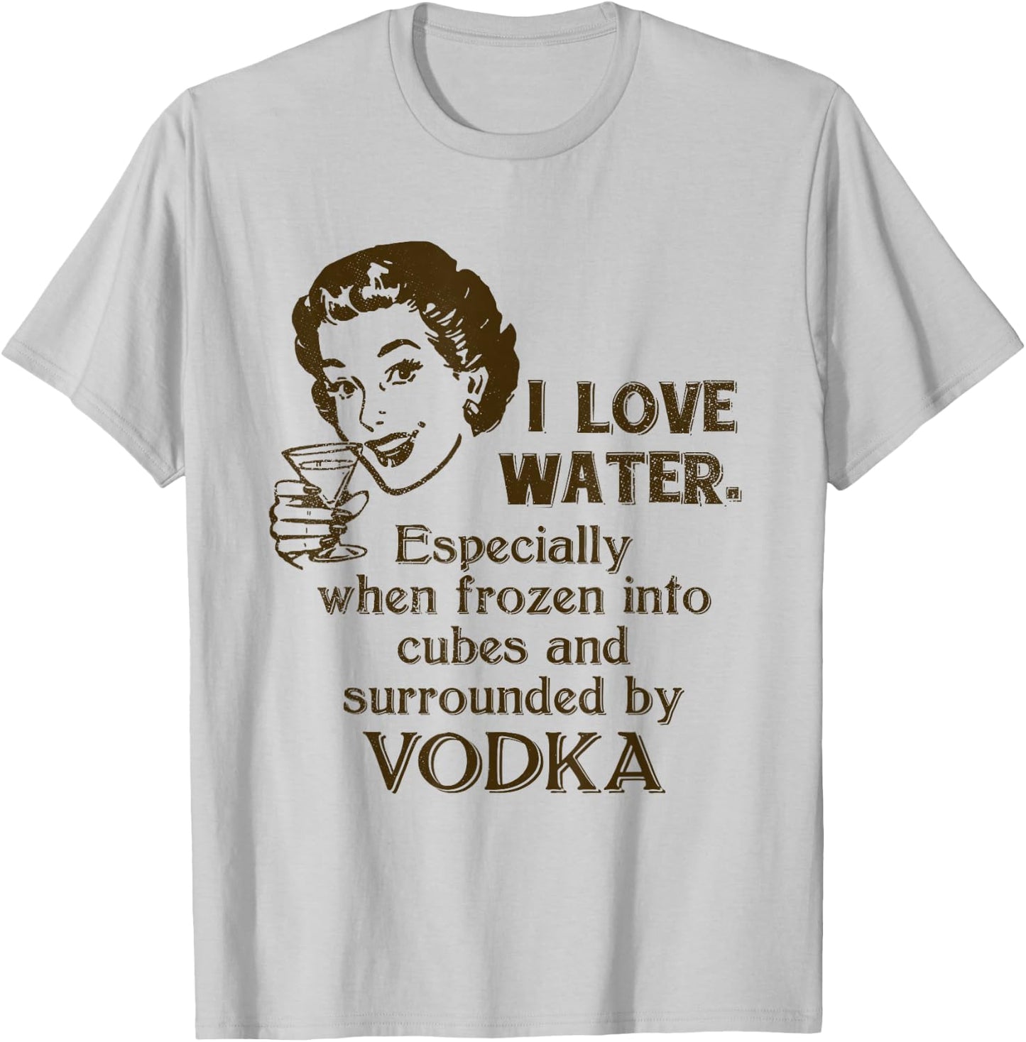 Vodka Lover Funny Hip Retro Novelty Graphic T Shirt T-Shirt - T-Shirt | Ash
