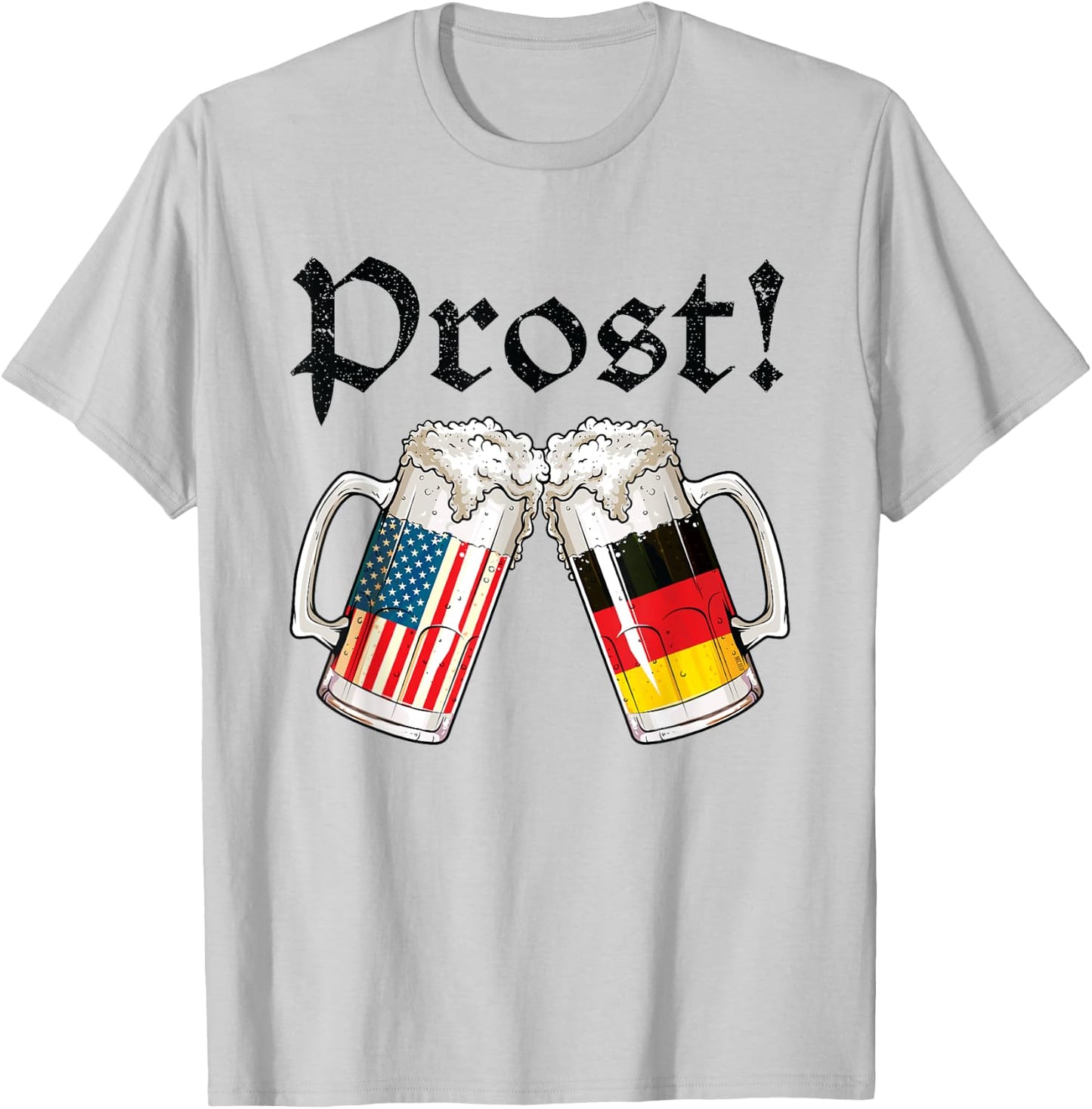 Oktoberfest Shirt American German Flag Beer Prost T-Shirt - T-Shirt | Ash