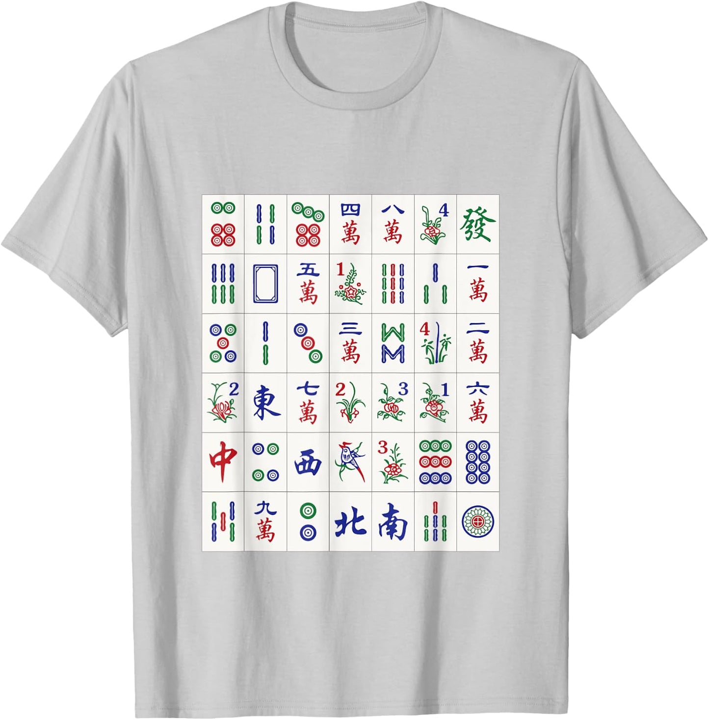 Random Assorted Mahjong Game Tiles in a Flat Wall Pile T-Shirt - T-Shirt | Ash