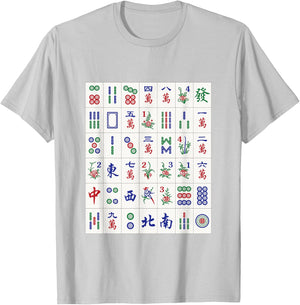 Random Assorted Mahjong Game Tiles in a Flat Wall Pile T-Shirt - T-Shirt | Ash