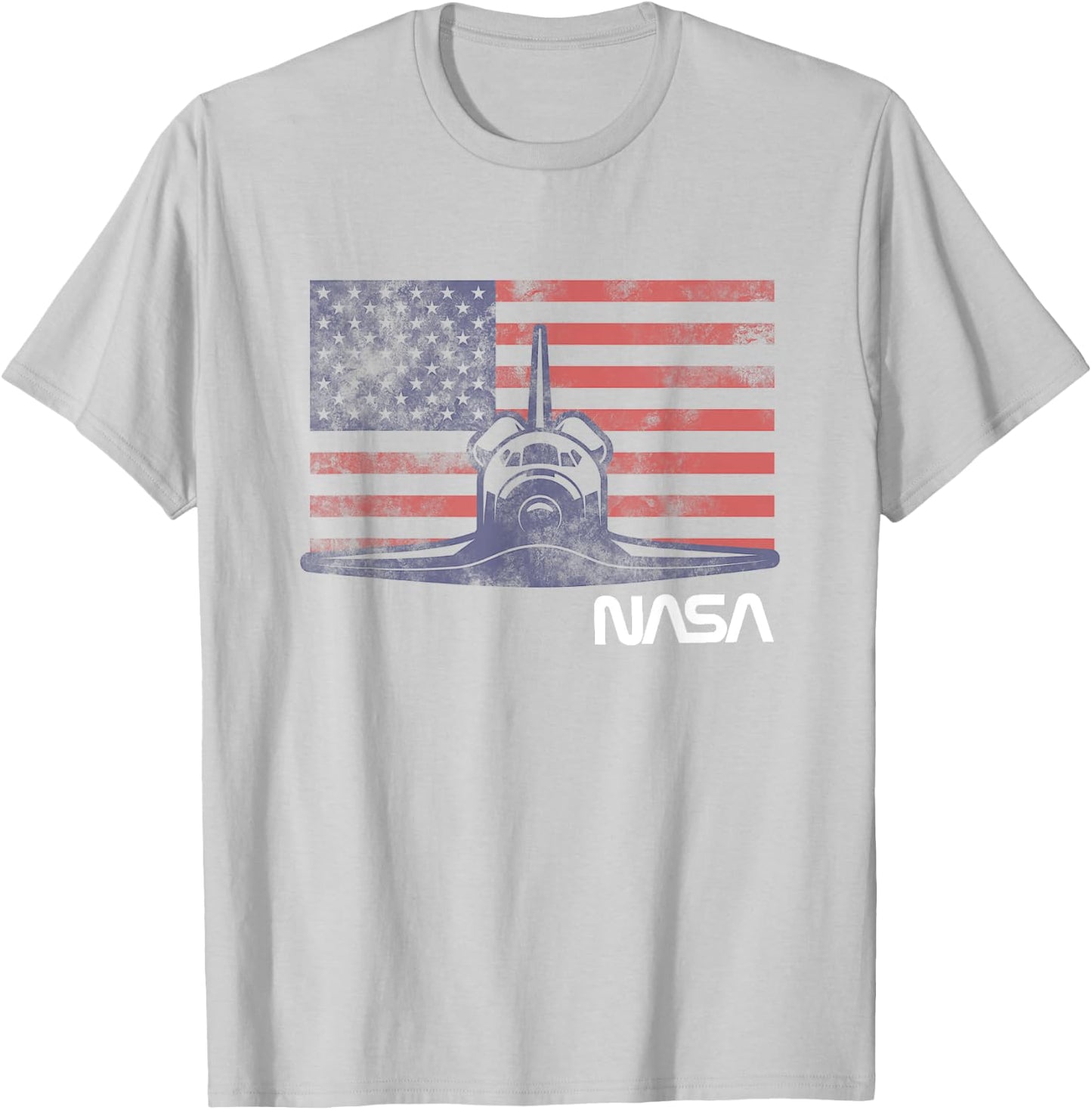 NASA Americana Space Shuttle Vintage US Retro Flag Poster T-Shirt - T-Shirt | Ash