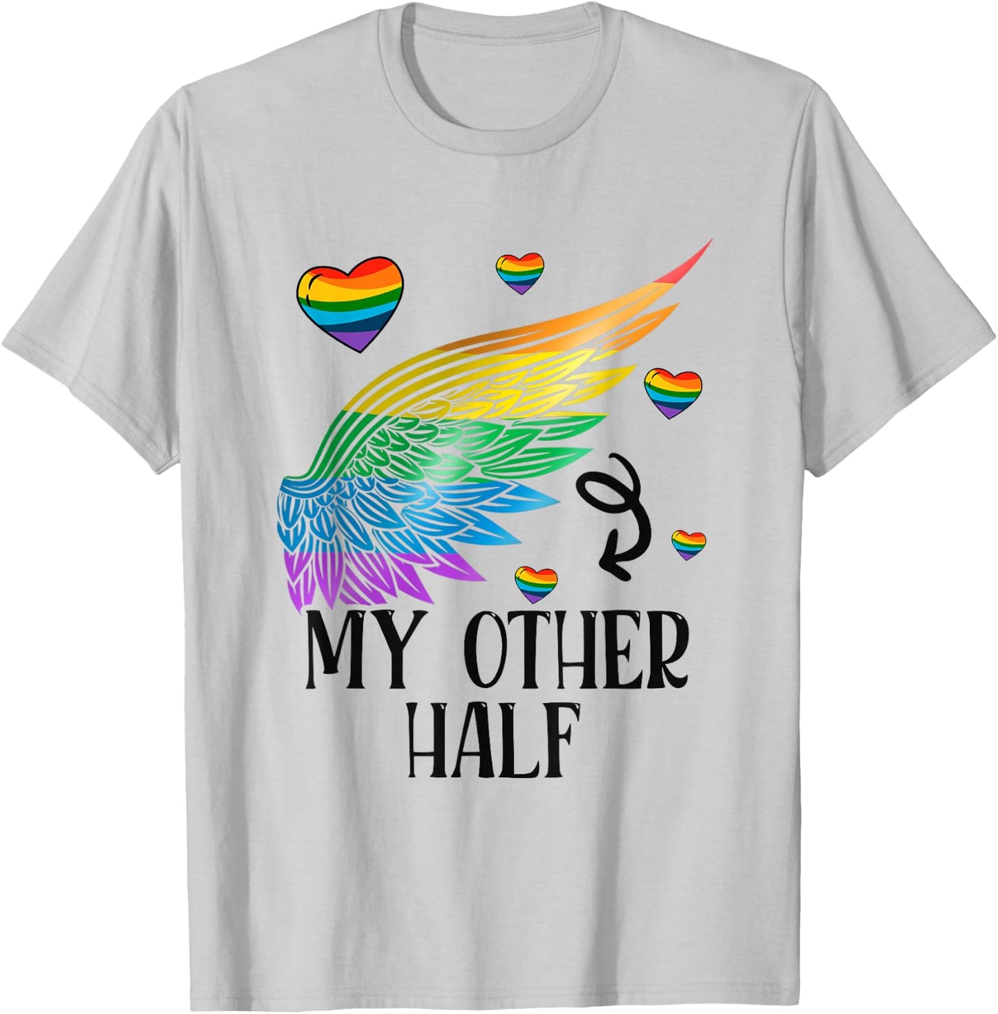 My Other Half LGBT Matching Couple Rainbow Wings Gay Lesbian T-Shirt - T-Shirt | Ash
