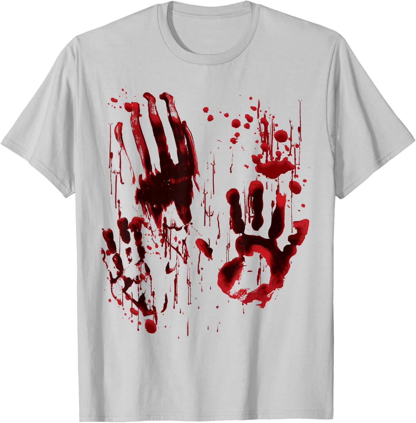 Blood Splatter Blood Stained Bloody Hand Print Zombie Horror T-Shirt - T-Shirt | Ash
