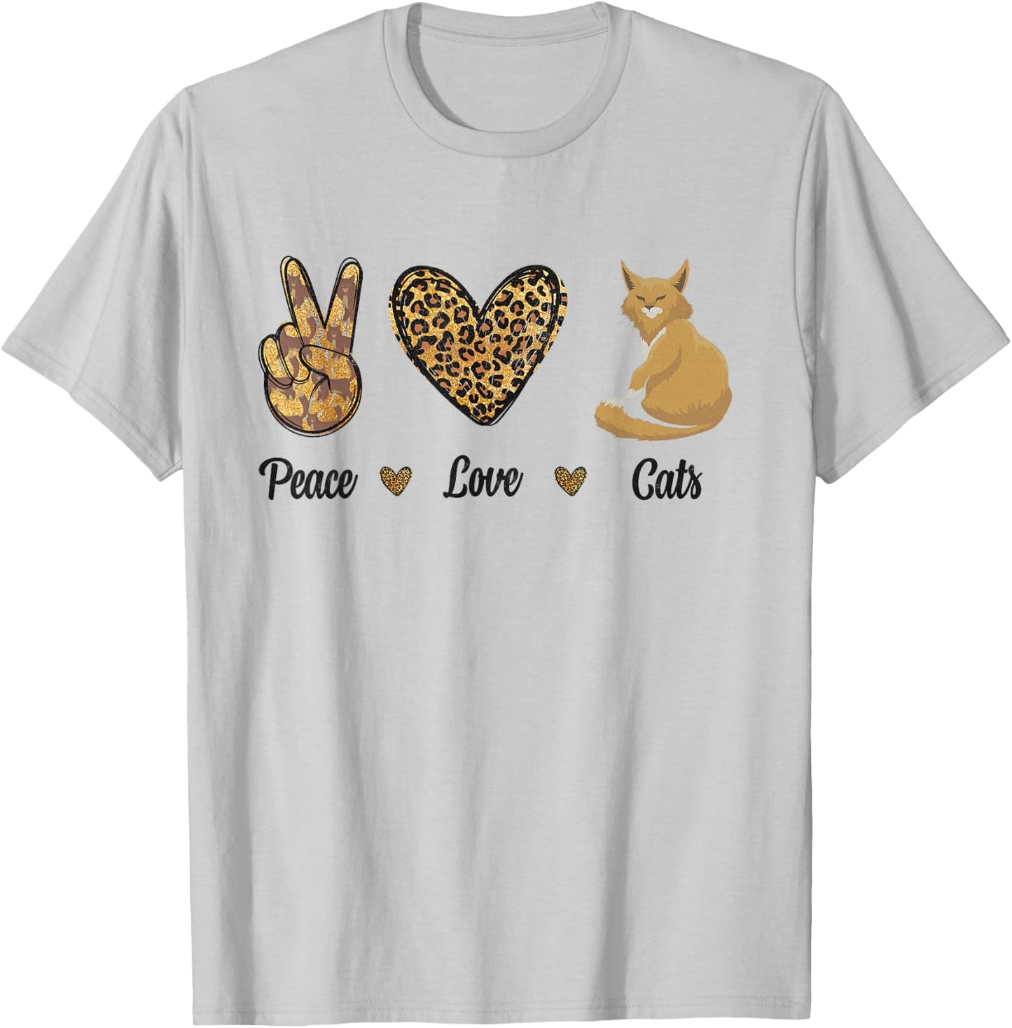 Peace Love Cats Leopard Cats Kitten Owner Kitty Lovers Women T-Shirt - T-Shirt | Ash
