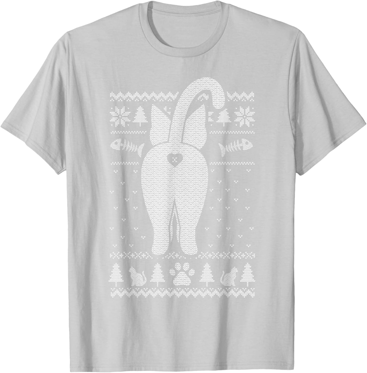 Family Matching Christmas Pajama Funny Cat Ugly Christmas Men Women T-Shirt - T-Shirt | Ash