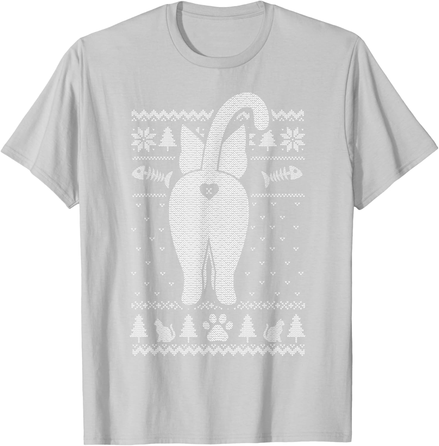 Family Matching Christmas Pajama Funny Cat Ugly Christmas Men Women T-Shirt - T-Shirt | Ash