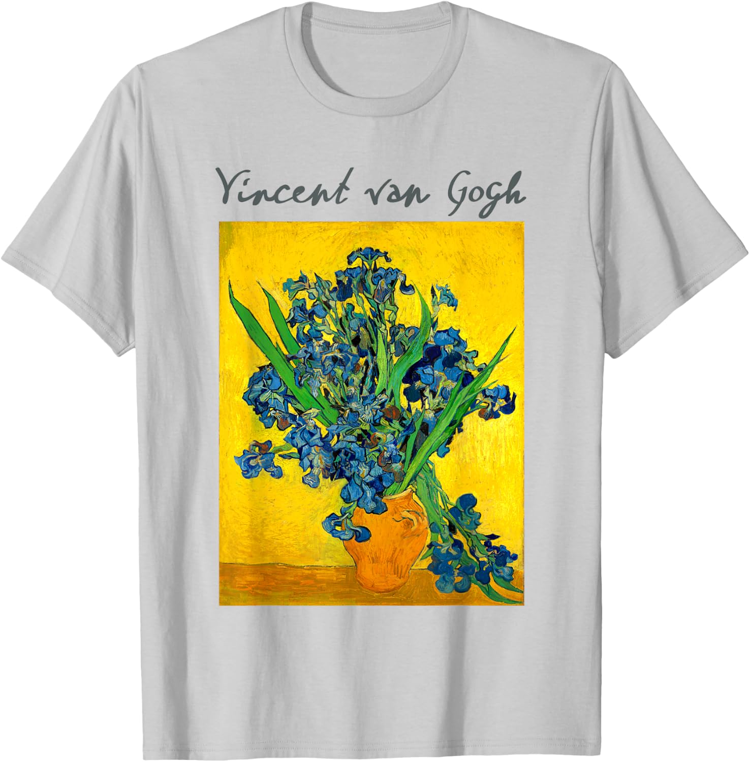 Famous Art Irises Painting Artist Van Gogh T-Shirt - T-Shirt | Ash
