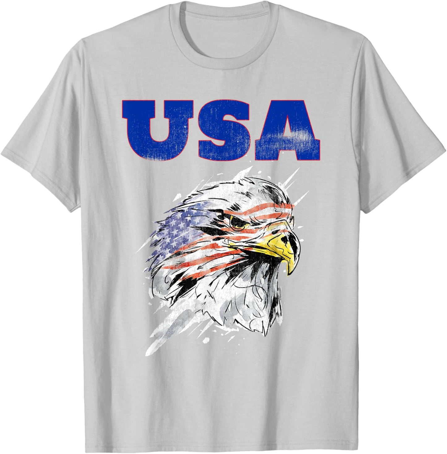 American Bald Eagle USA Patriotic US Flag National Bird Women Kids Men T-Shirt - T-Shirt | Ash