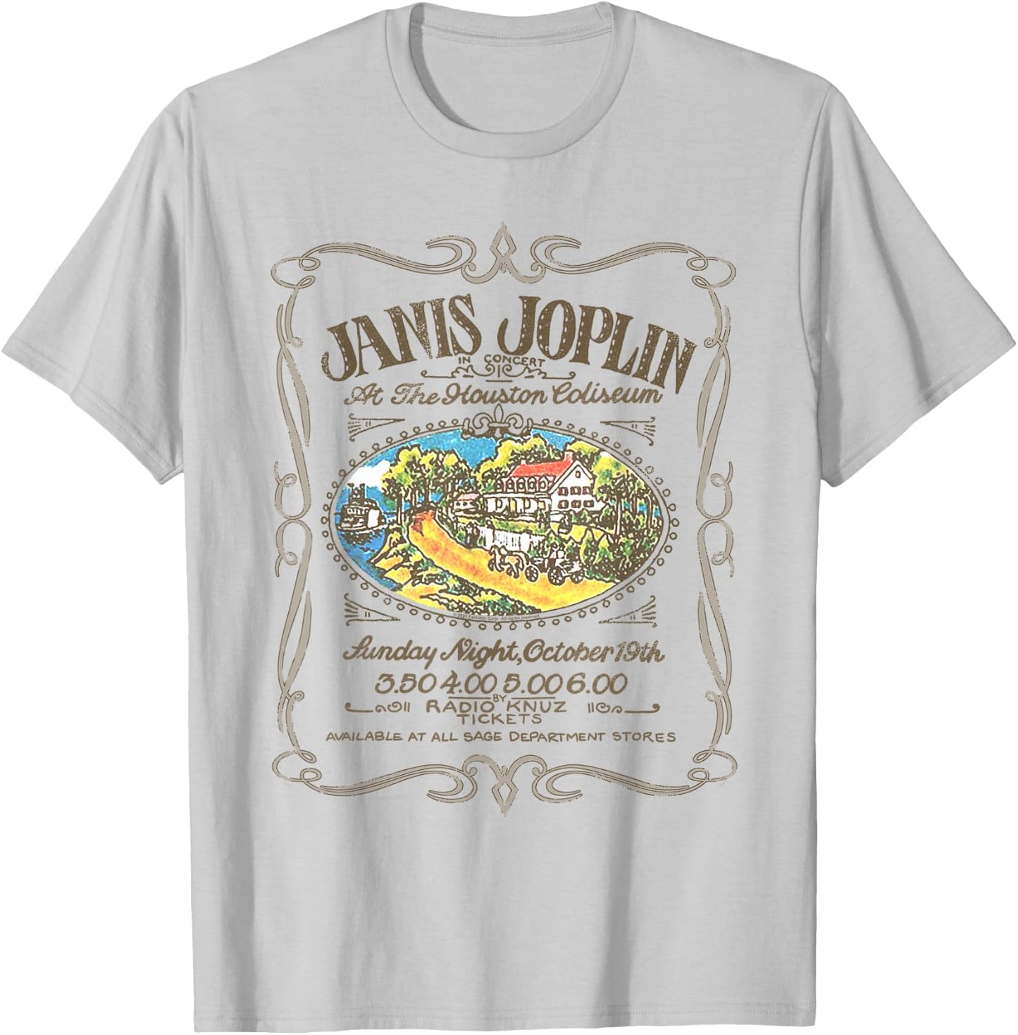 Janis Joplin Houston Handbill T-Shirt - T-Shirt | Ash