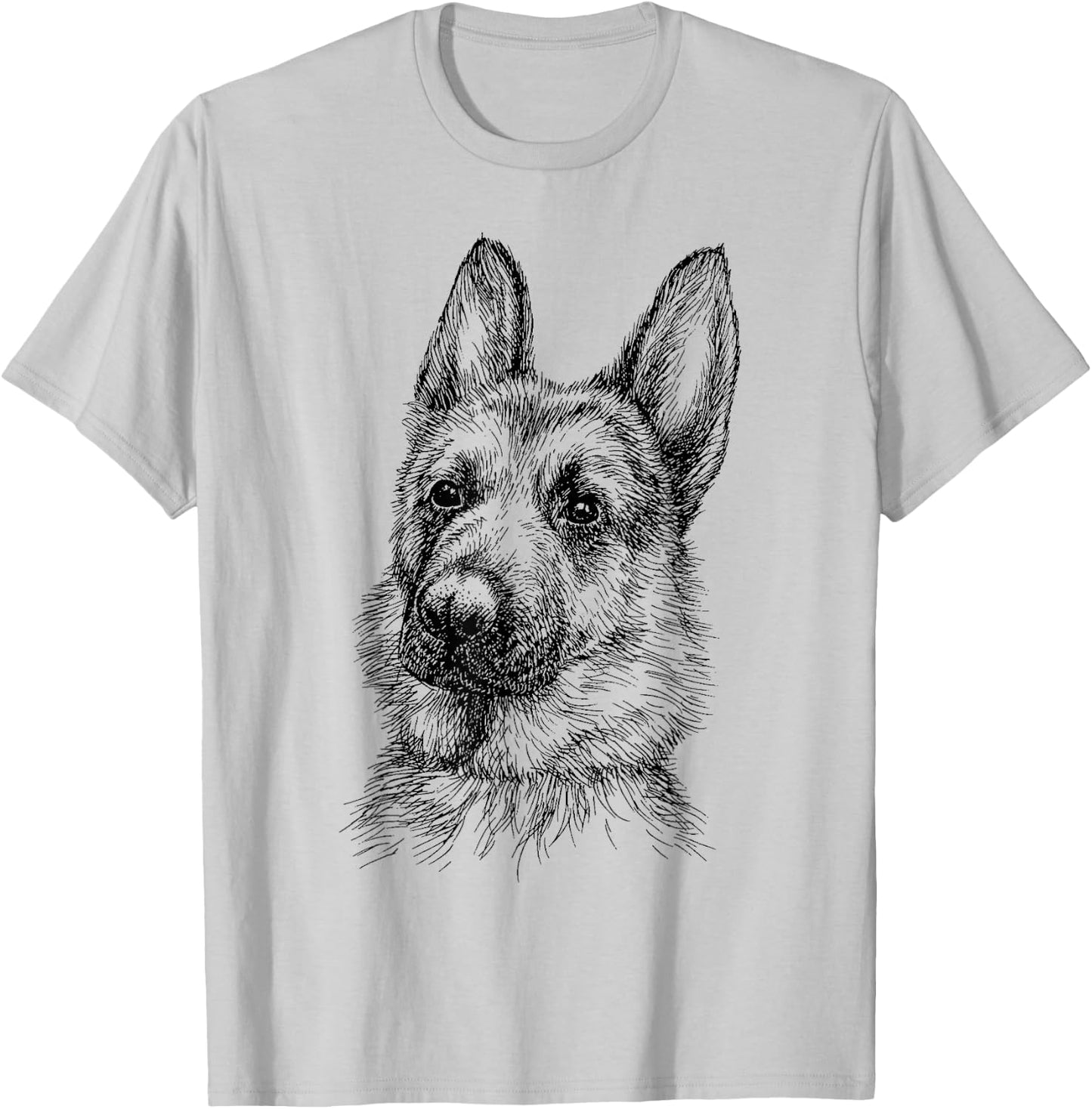 Portrait Drawing German Shepherd for Dog Owners T-Shirt - T-Shirt | Ash