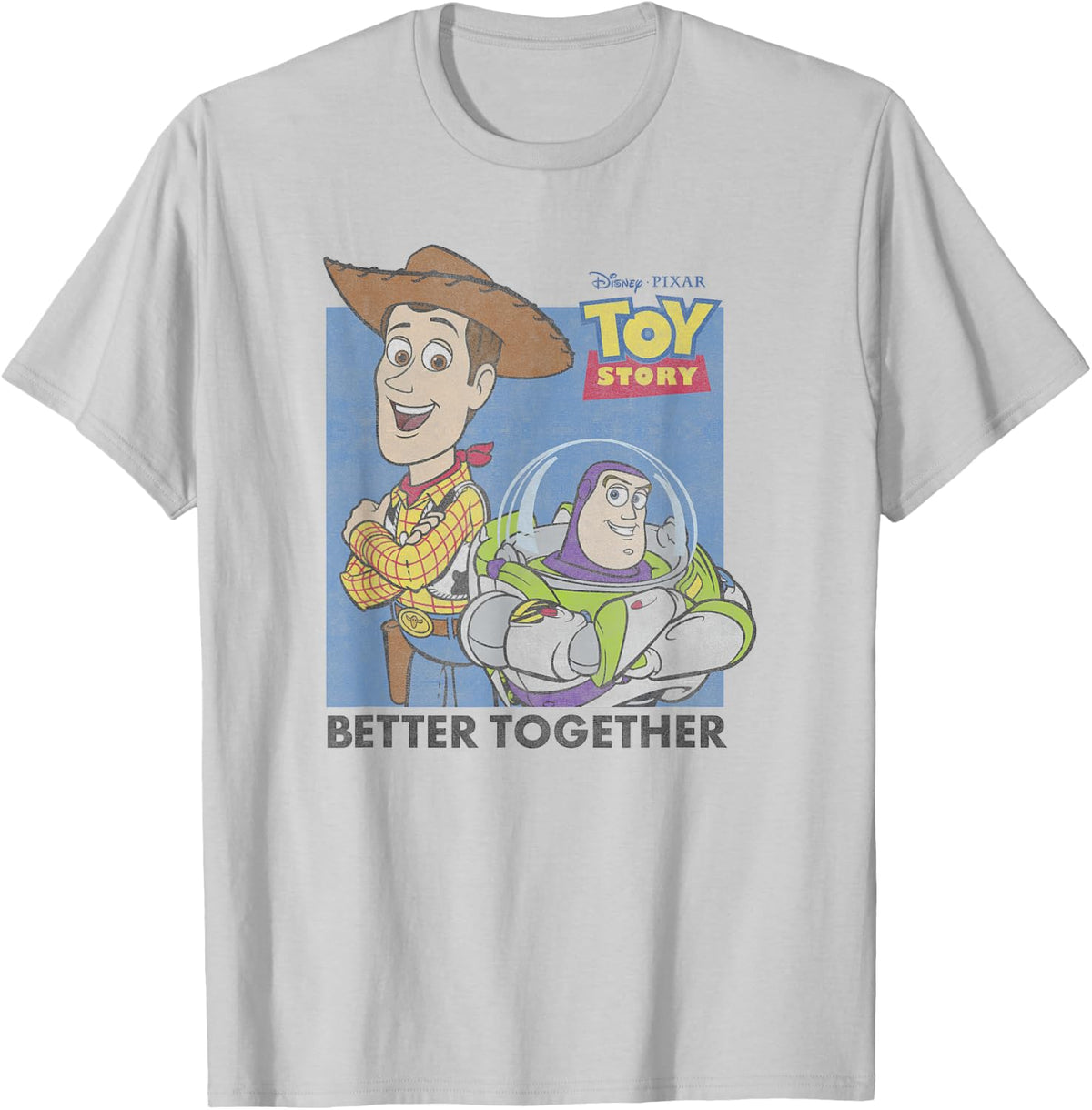 Disney Pixar Toy Story Buzz and Woody Better Together Poster T-Shirt - T-Shirt | Ash