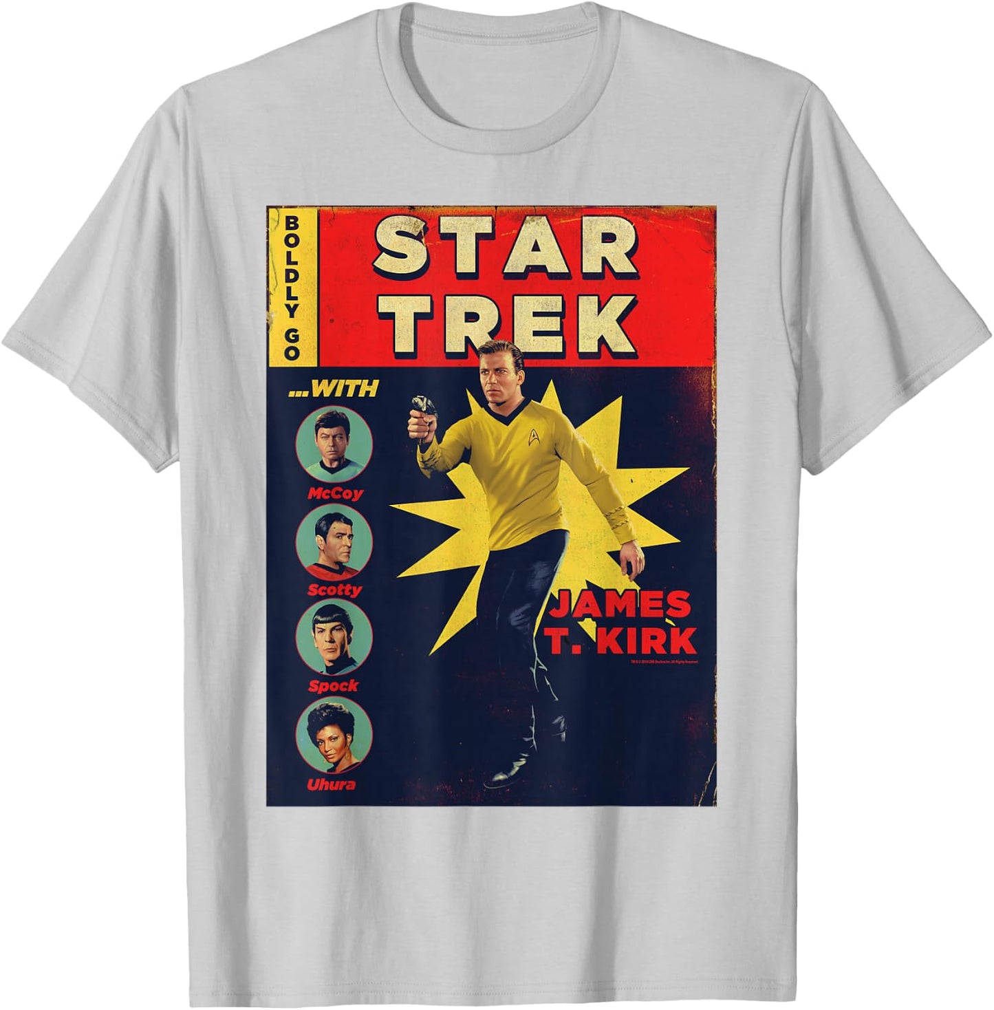 Star Trek Original Series James Kirk Comic T-Shirt - T-Shirt | Ash