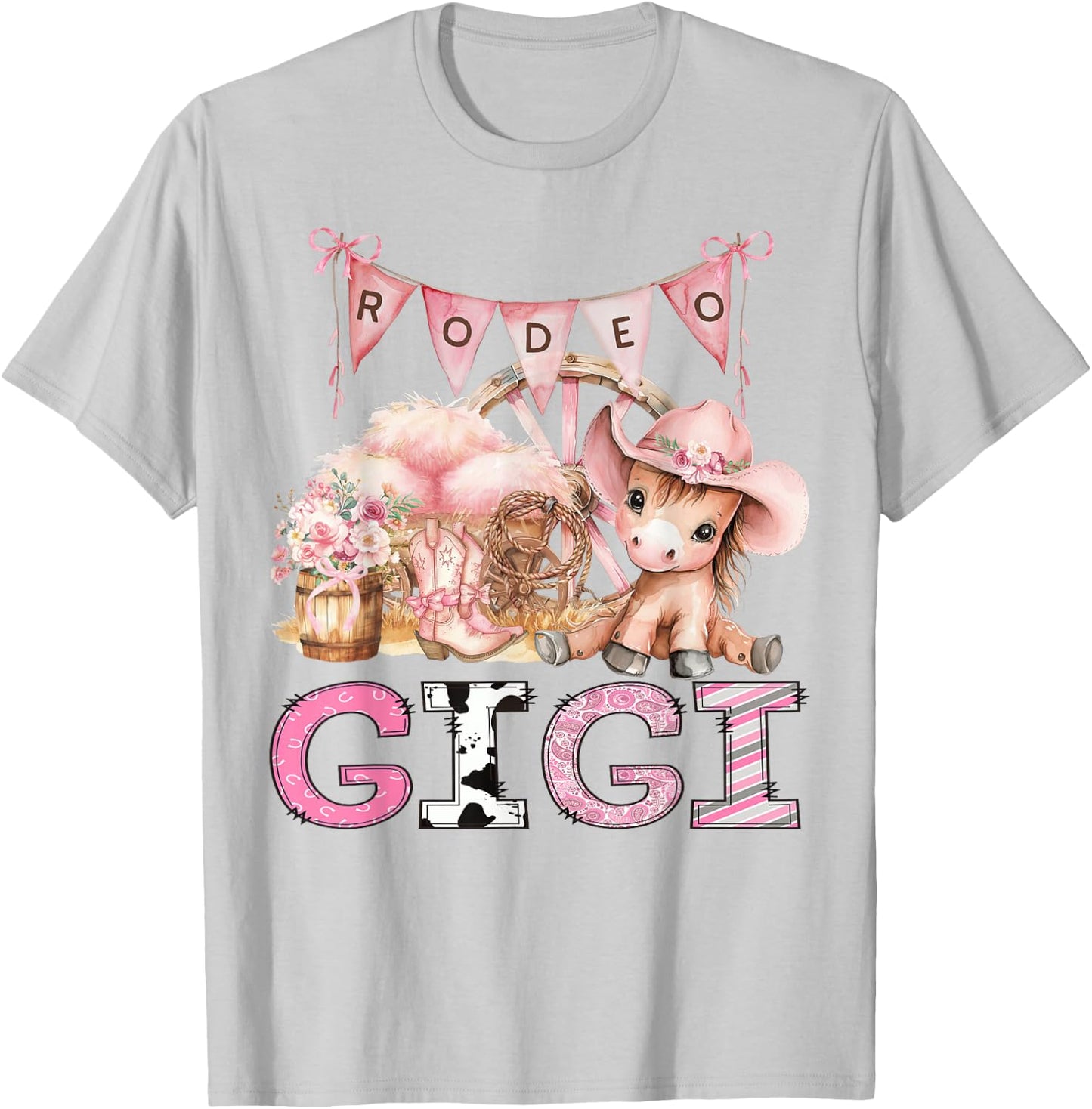 Rodeo Gigi Pink Cowgirl Coquette 1St Birthday Girl T-Shirt - T-Shirt | Ash