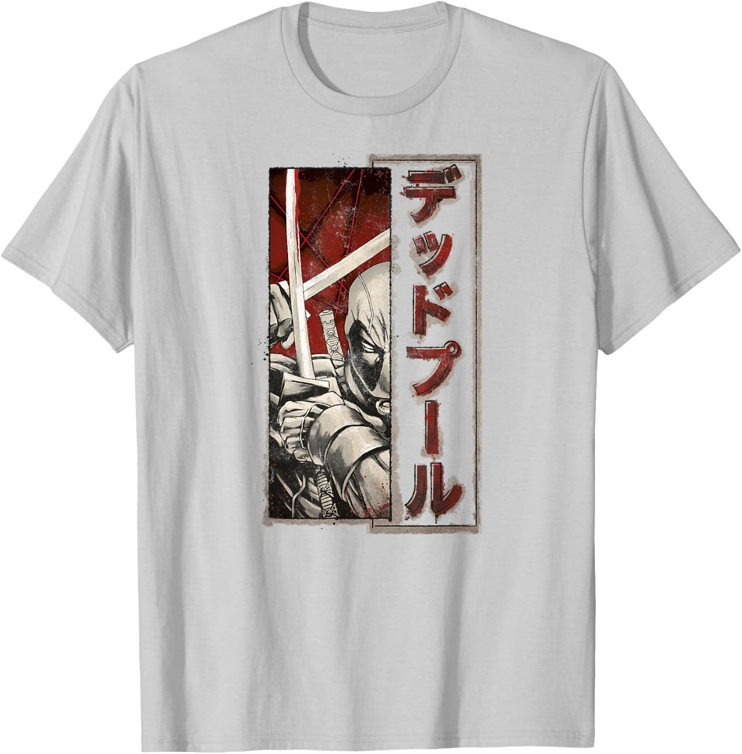 Marvel Deadpool Kanji Fighting Swords Graphic T-Shirt - T-Shirt | Ash