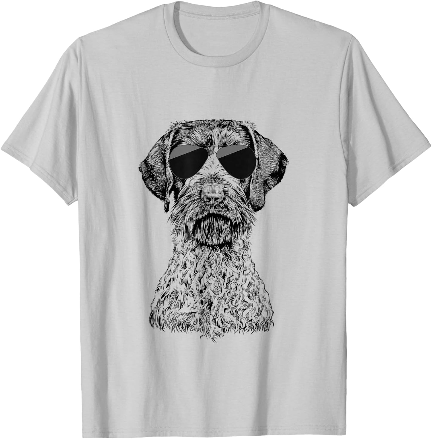 German Wirehaired Pointer GWP Dog with Sunglasses T-Shirt - T-Shirt | Ash