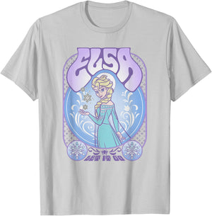 Disney Frozen Elsa Let It Go Seventies Retro Poster T-Shirt - T-Shirt | Ash