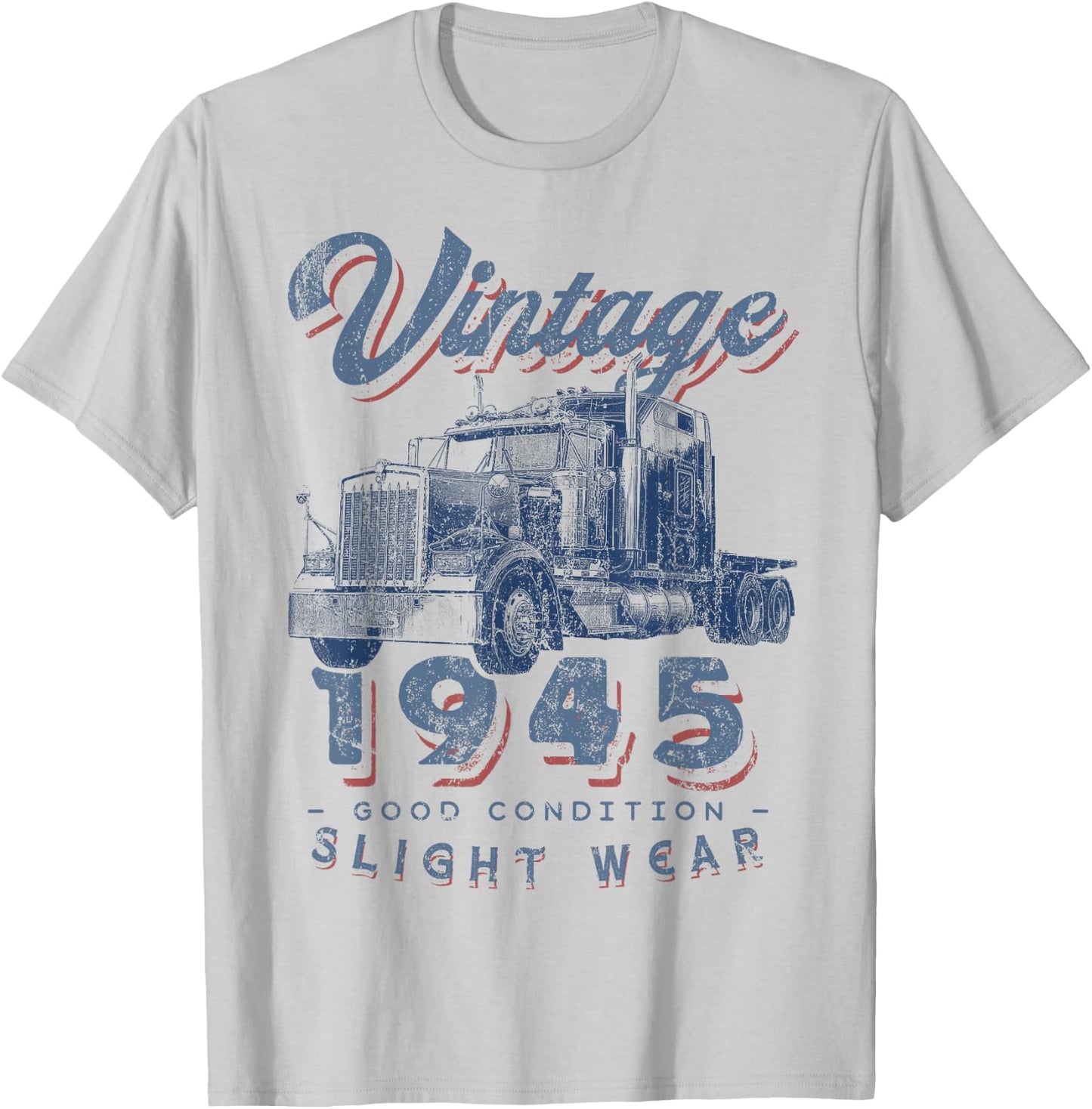 Vintage 1945 Trucker Big Rig Truck Driver 77th Birthday T-Shirt - T-Shirt | Ash