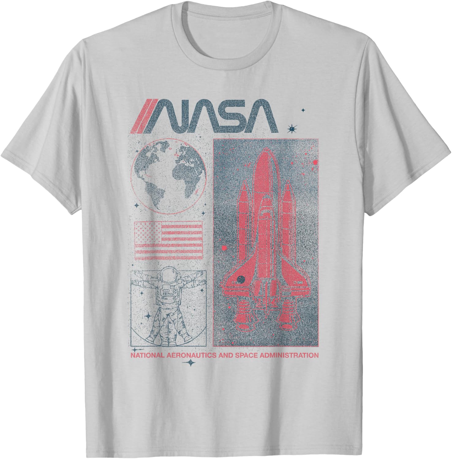 NASA Vintage Shuttle Astronaut Poster Style T-Shirt - T-Shirt | Ash