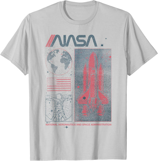 NASA Vintage Shuttle Astronaut Poster Style T-Shirt - T-Shirt | Ash