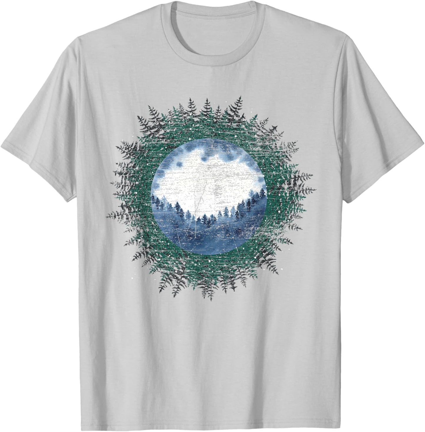 Moonlight Outdoor Wild Trees Wildlife Forest Moon Nature T-Shirt - T-Shirt | Ash