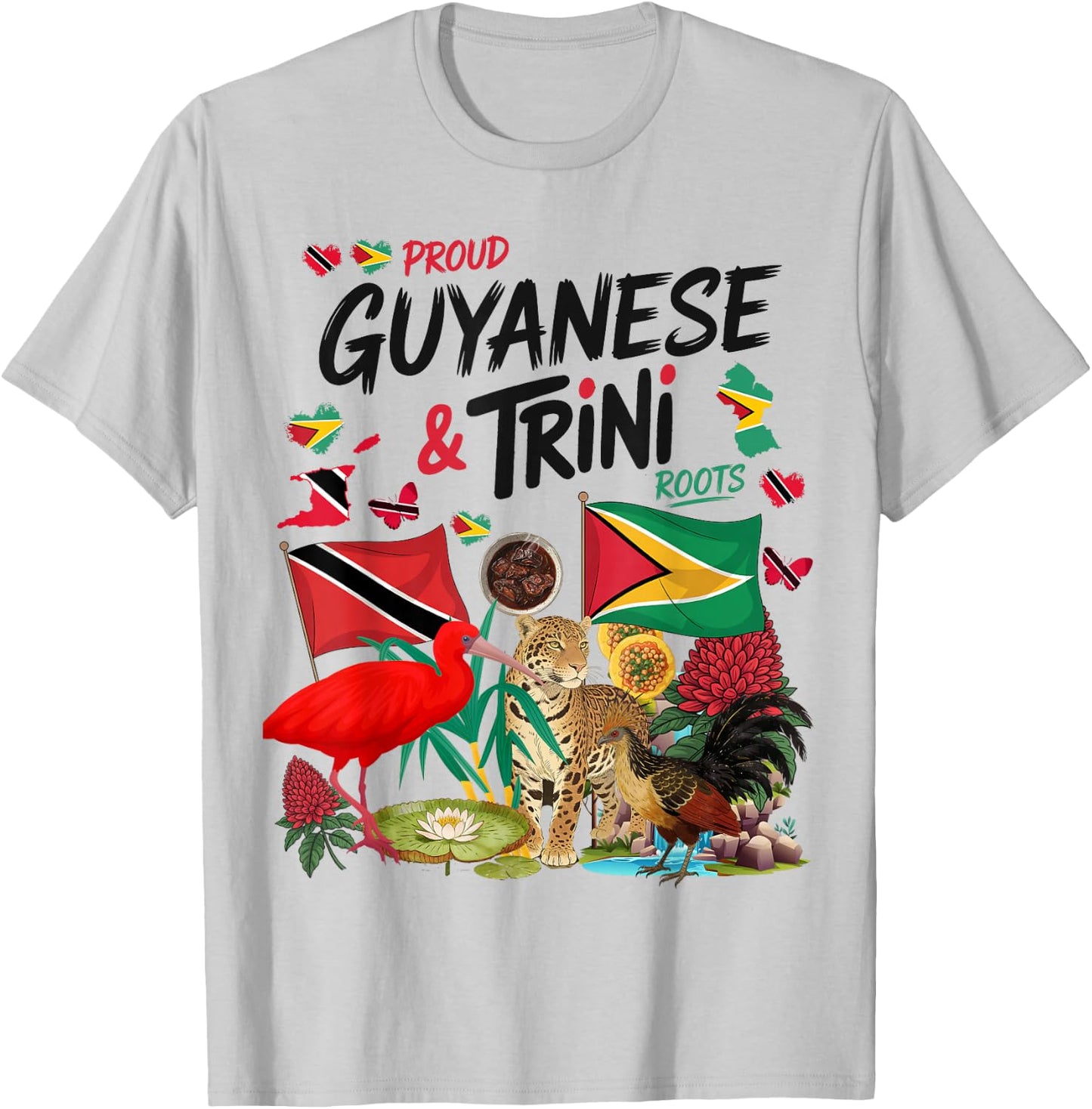 Trinidad & Guyana Flag Outfit Idea for Kids Guyanese Roots T-Shirt - T-Shirt | Ash