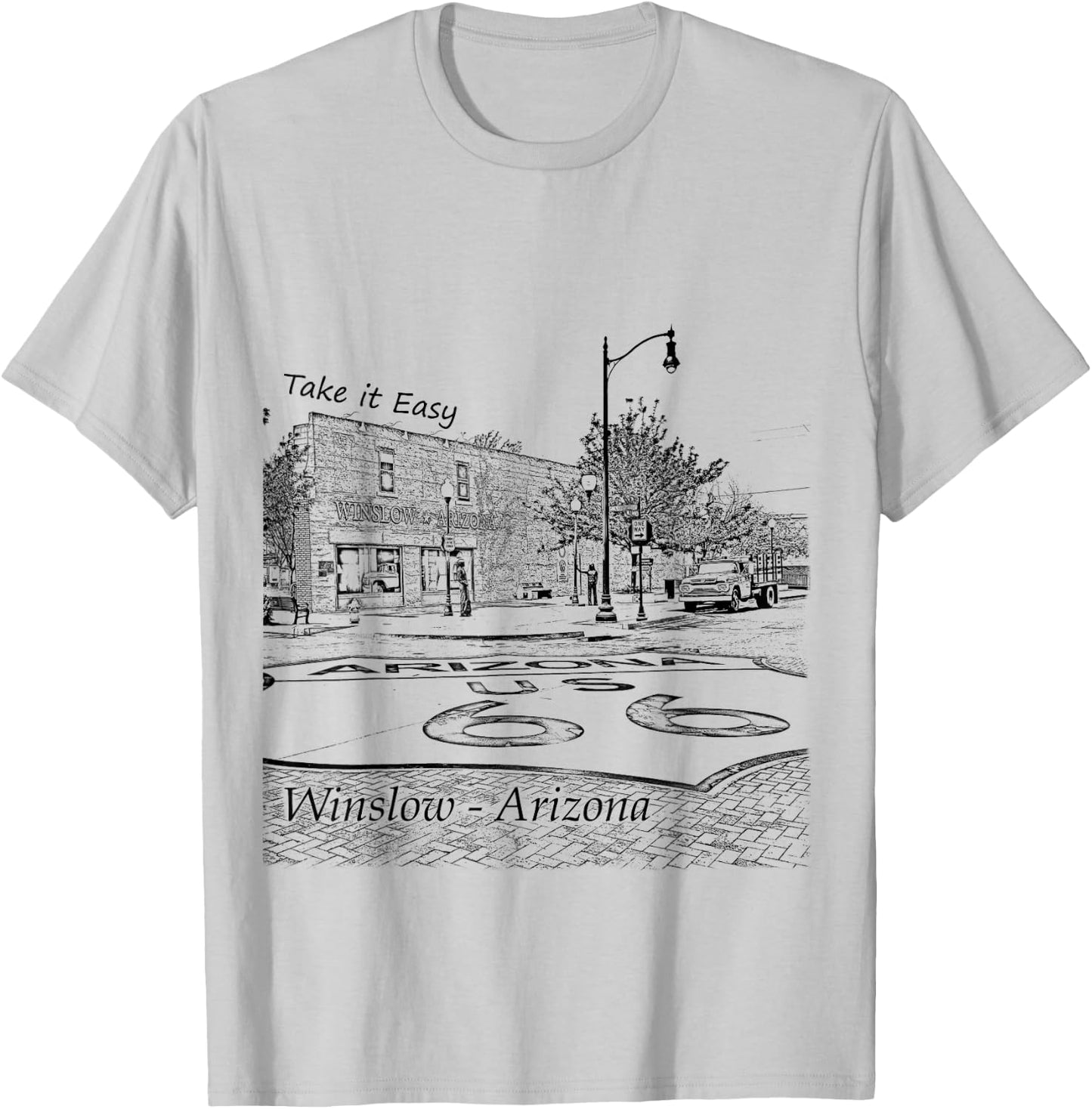 Winslow Arizona AZ US 66 take it Easy est. 1926 Mother Road T-Shirt - T-Shirt | Ash
