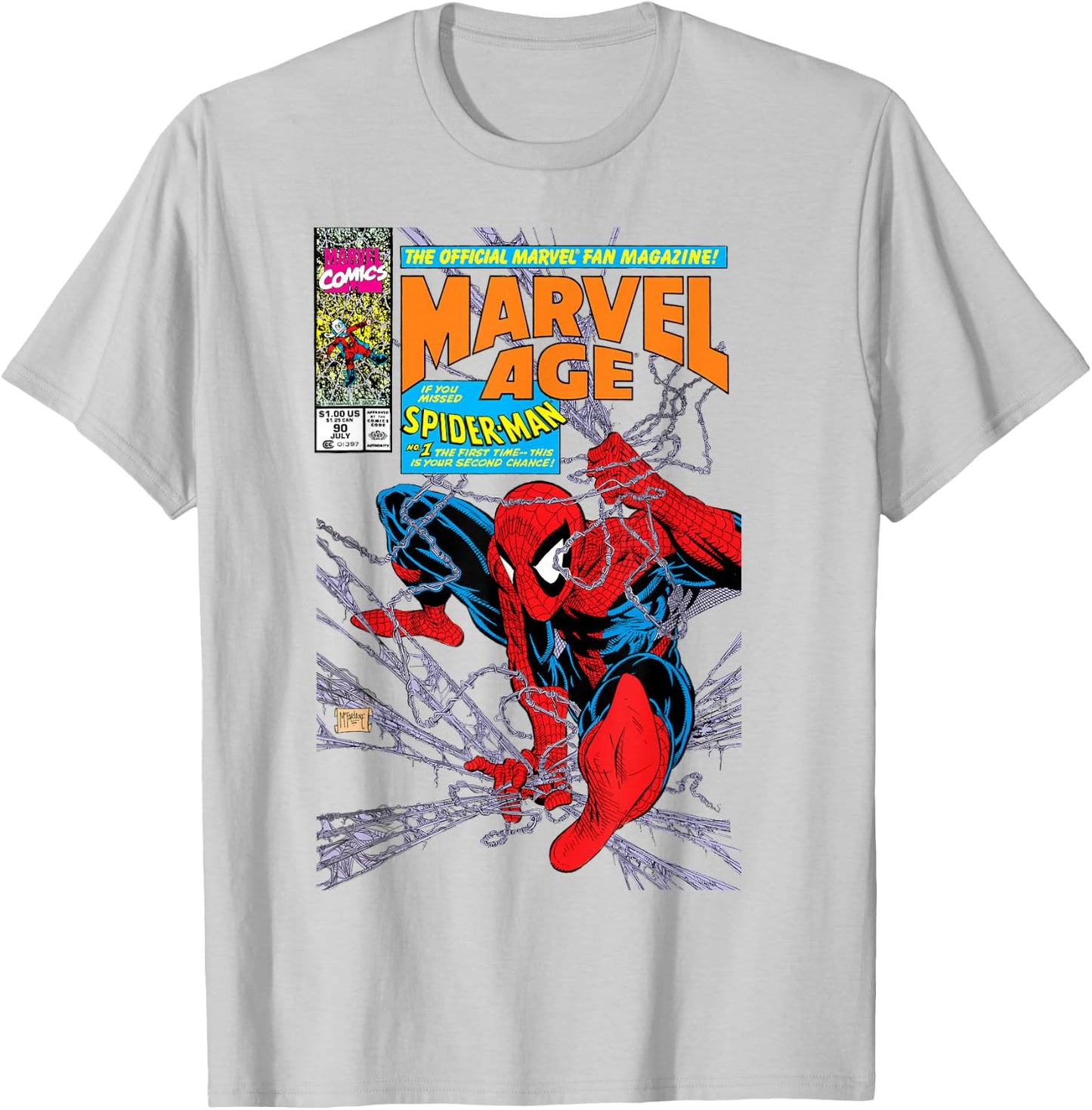 Marvel Comics Spider-Man Retro Comic Book Cover 90s T-Shirt - T-Shirt | Ash
