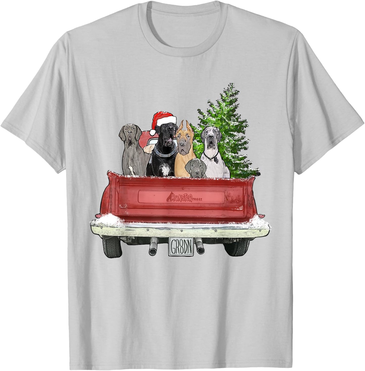 Cute Great Dane Christmas Top, Dog Mom Owner Vintage Truck Women Kids T-Shirt - T-Shirt | Ash