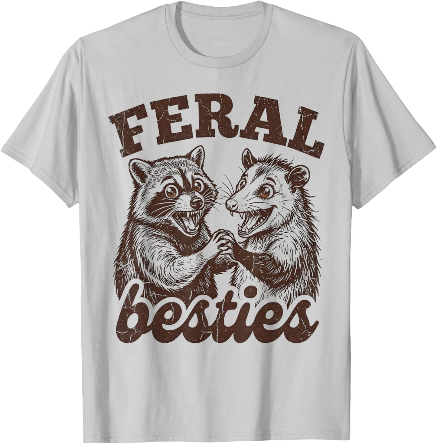 Possum Feral Besties Matching Friend Twinning Funny Friends T-Shirt - T-Shirt | Ash
