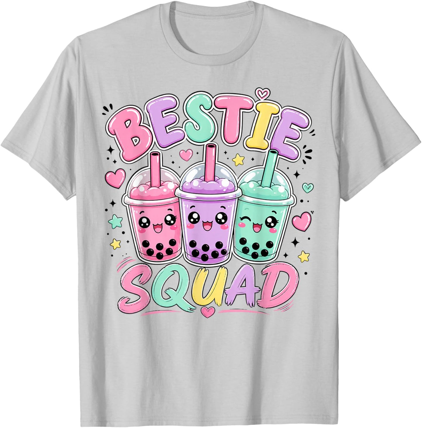 Bestie Squad Twins Day for Girls Bubble Tea Best Friend T-Shirt - T-Shirt | Ash