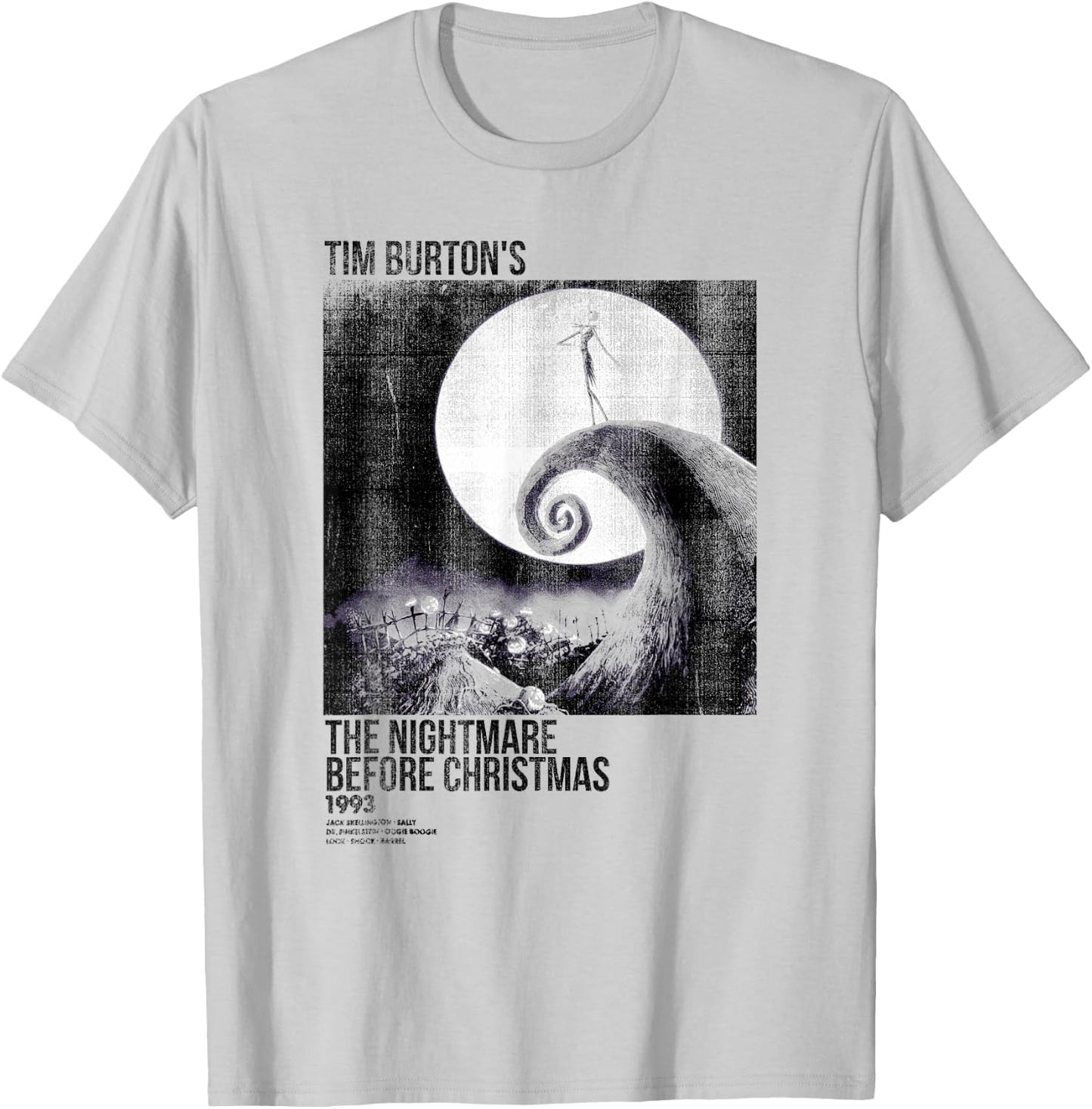 Disney Nightmare Before Christmas Movie Poster Ink Rolled T-Shirt - T-Shirt | Ash