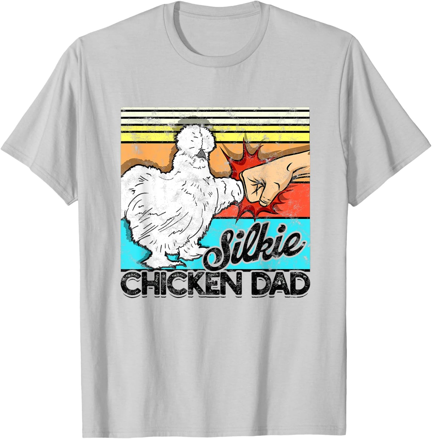 Retro Silkie Chicken Dad Farmer Silky Chickens T-Shirt - T-Shirt | Ash