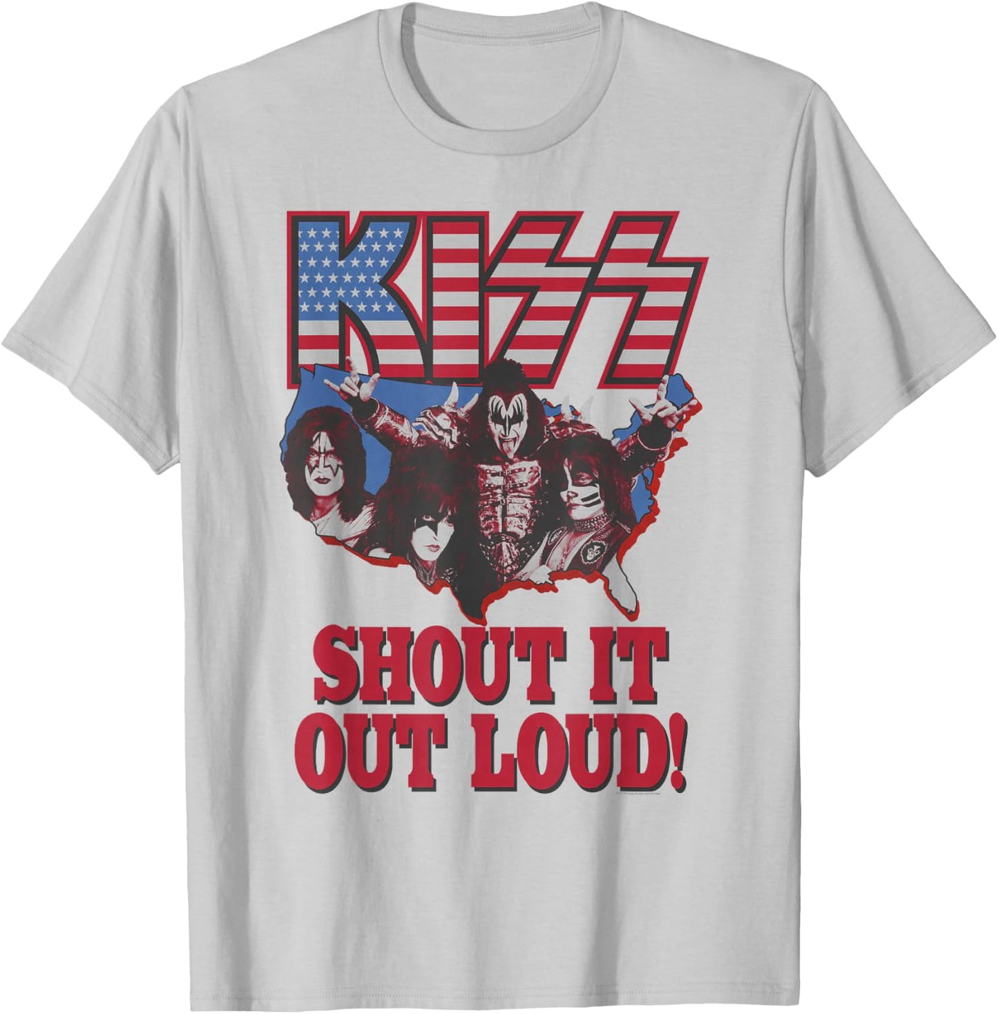 KISS - Shout It Out Loud USA T-Shirt - T-Shirt | Ash