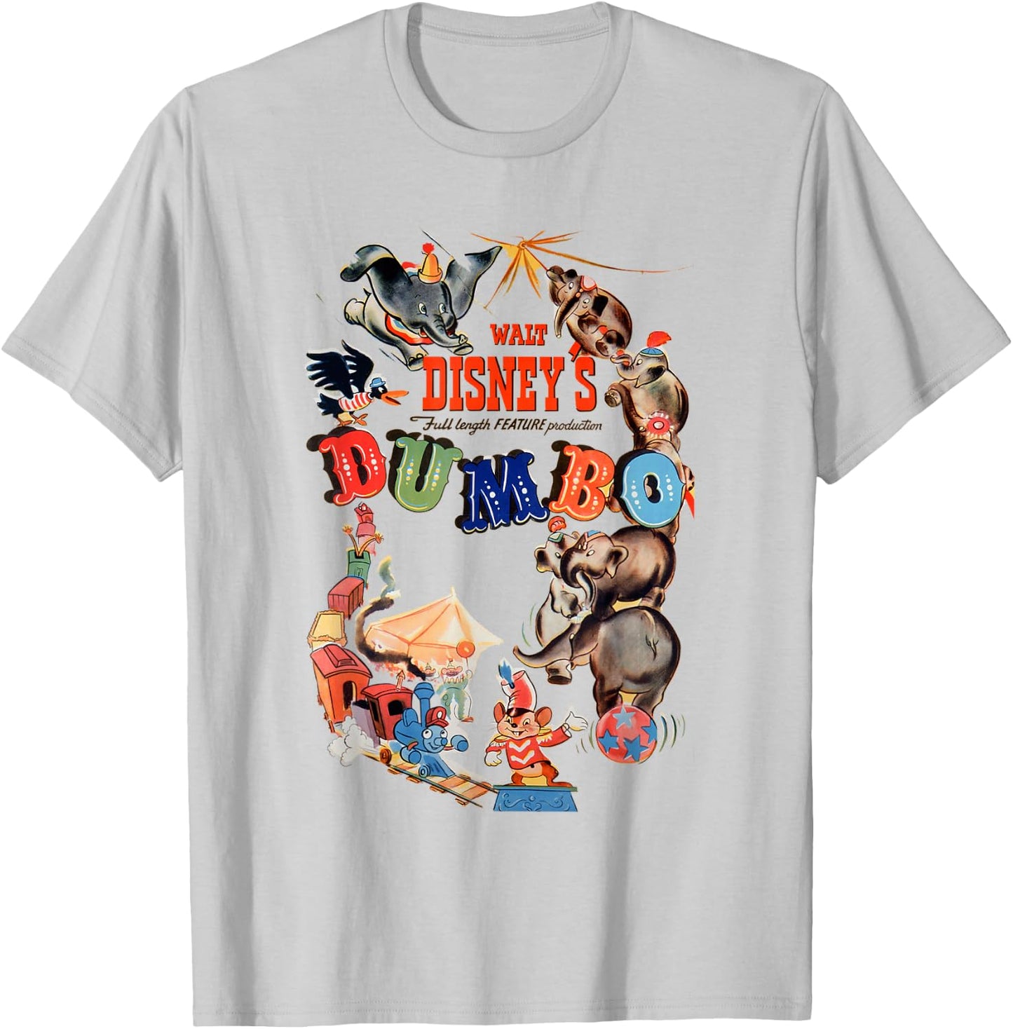 Disney Dumbo Classic Characters Logo Small T-Shirt - T-Shirt | Ash