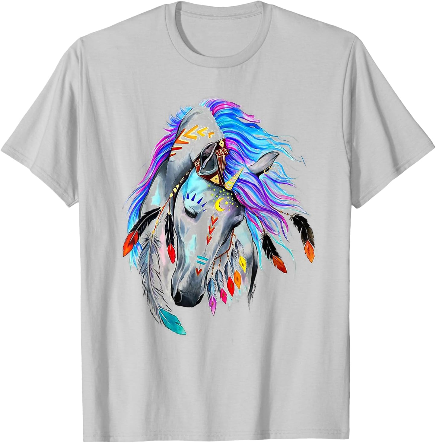 Wind Horse Indian Tribal Art Native American Horse Lovers T-Shirt - T-Shirt | Ash
