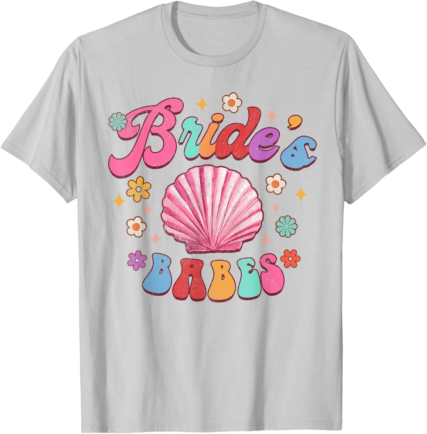 Bride's Babe Bridesmaid Beach Bachelorette Groovy Matching T-Shirt - T-Shirt | Ash