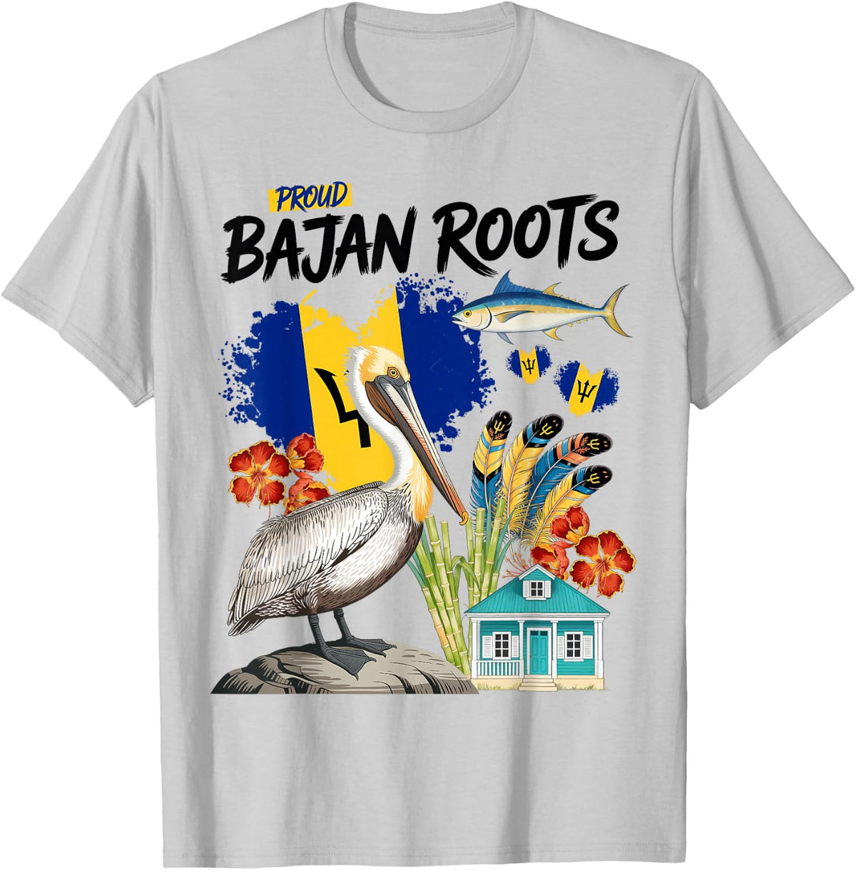 Bajan Flag Costume Outfit Idea & Barbados Themed T-Shirt - T-Shirt | Ash