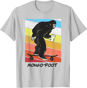 Mongo Foot Bigfoot Sasquatch Skateboard Skating with Coffee T-Shirt - T-Shirt | Ash