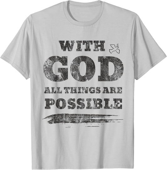 With God All Things Are Possible Retro Vintage T-Shirt - T-Shirt | Ash