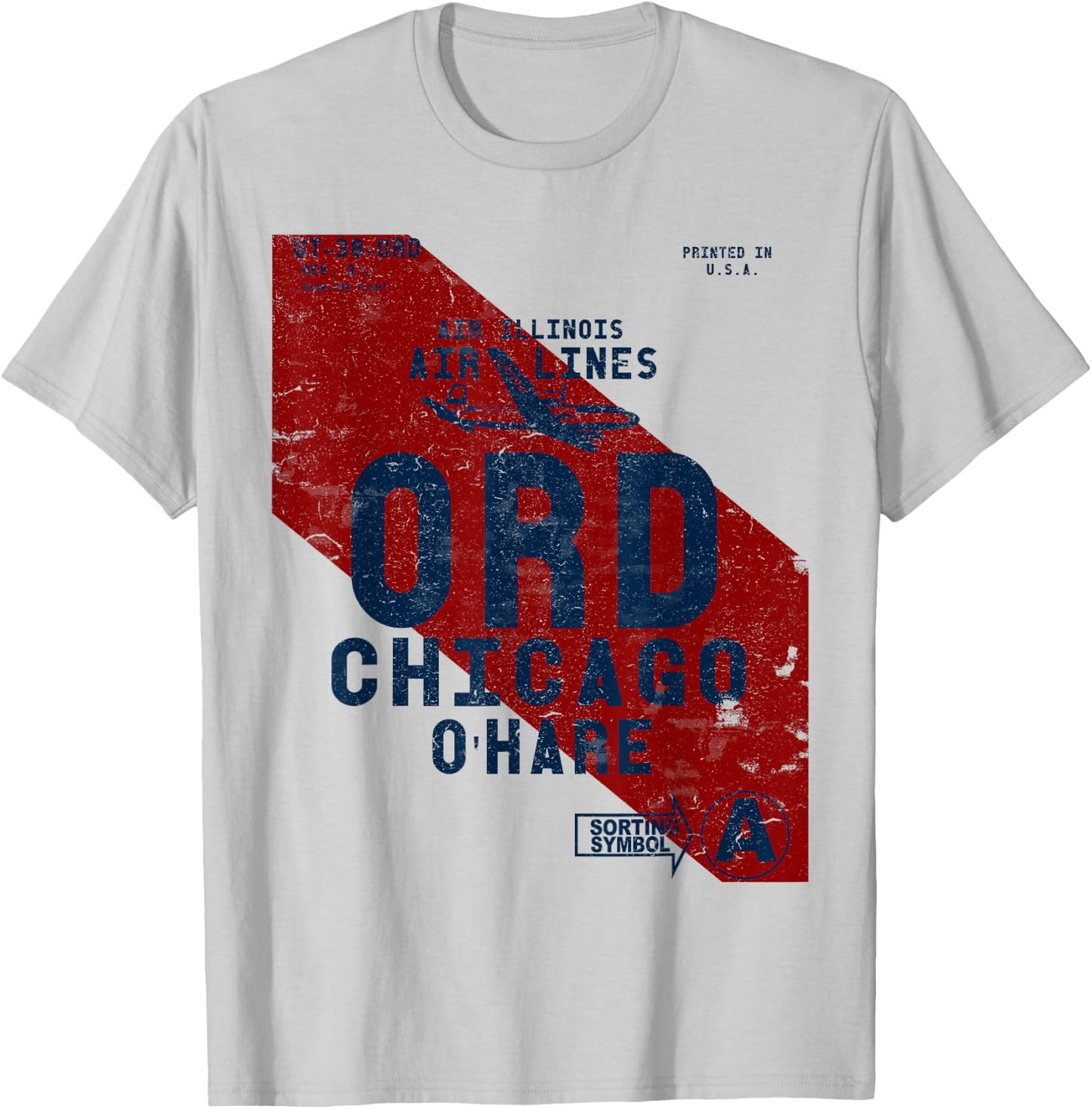ORD Chicago O'Hare Airport Vintage Airline Tag Series T-Shirt - T-Shirt | Ash