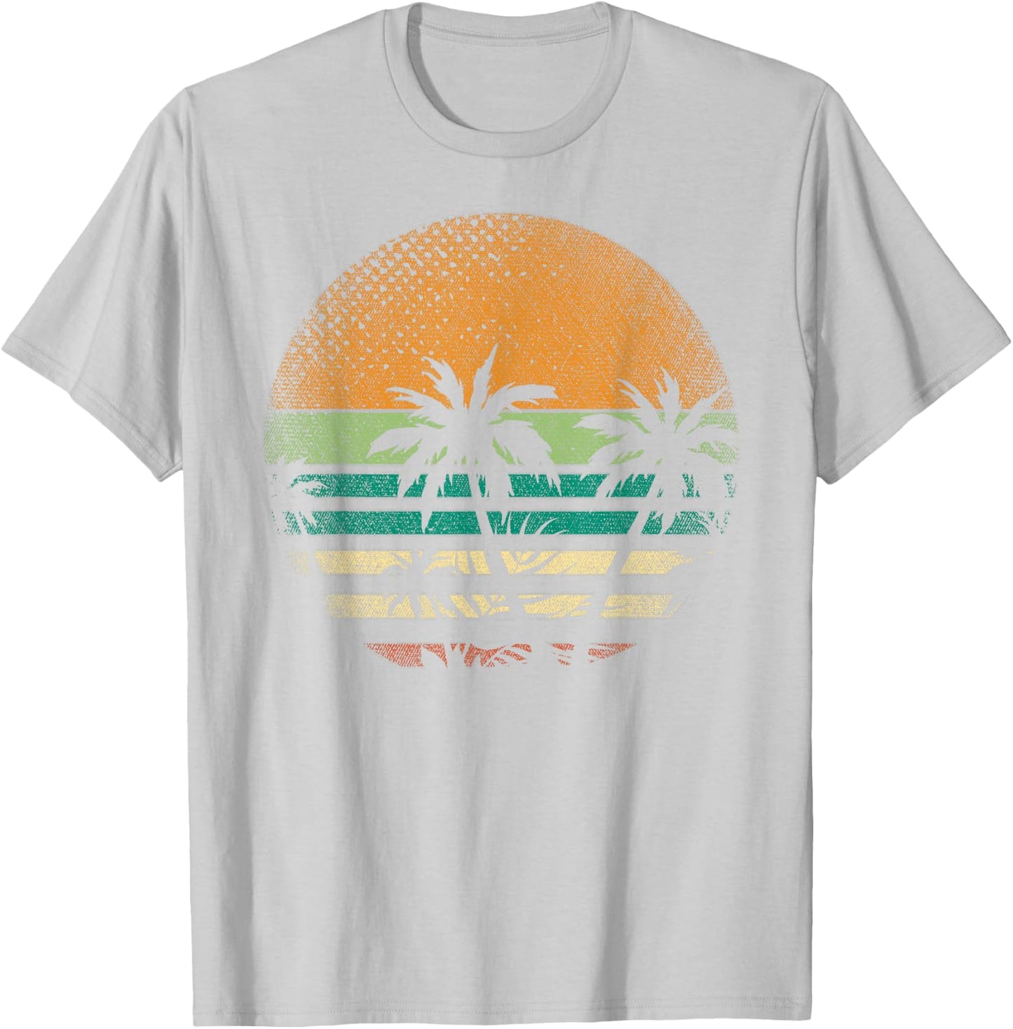 Sunset Beach Palm Trees Summer Vibes Retro Tropical Summer T-Shirt - T-Shirt | Ash