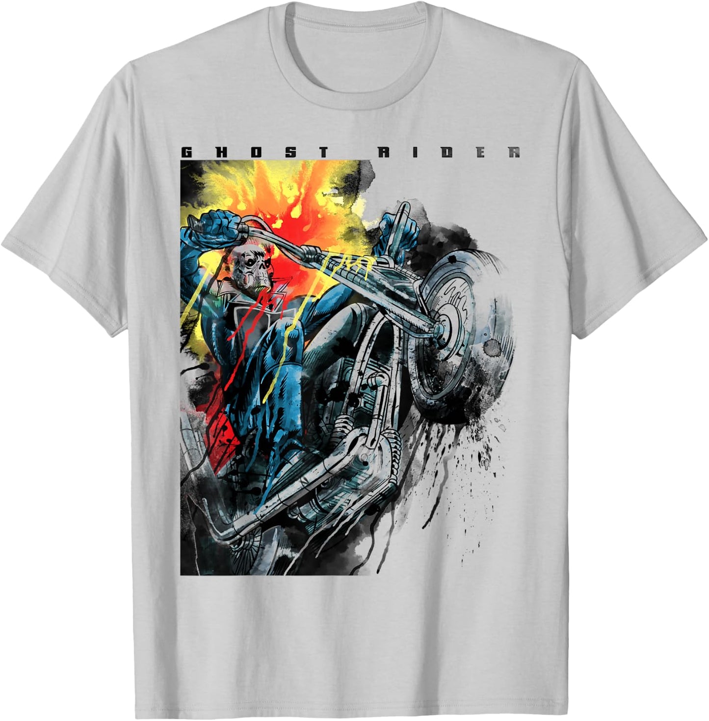 Marvel Ghost Rider Motorcycle Poster T-Shirt - T-Shirt | Ash
