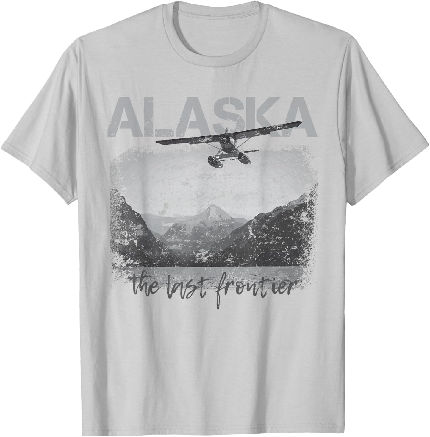 Alaska The Last Border with Seaplane T-Shirt - T-Shirt | Ash