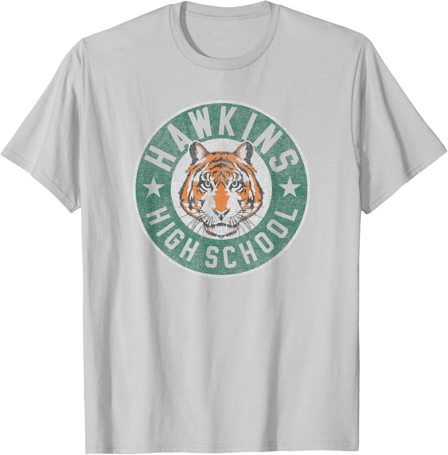 Stranger Things 4 Hawkins High School Tiger Circle T-Shirt - T-Shirt | Ash