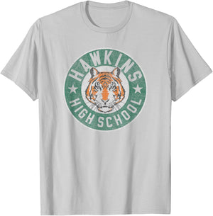 Stranger Things 4 Hawkins High School Tiger Circle T-Shirt - T-Shirt | Ash