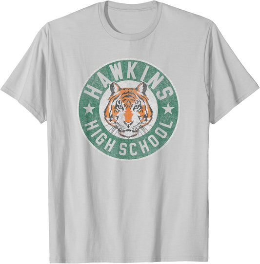 Stranger Things 4 Hawkins High School Tiger Circle T-Shirt - T-Shirt | Ash